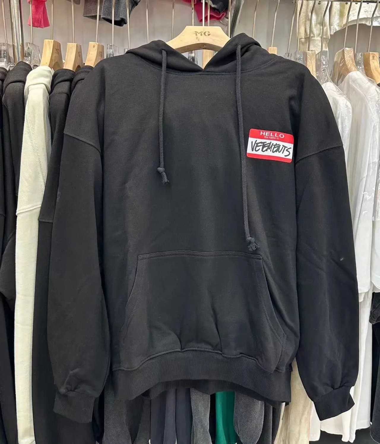 Vetements Hooded Sweatshirt Hello My Name Is Patch