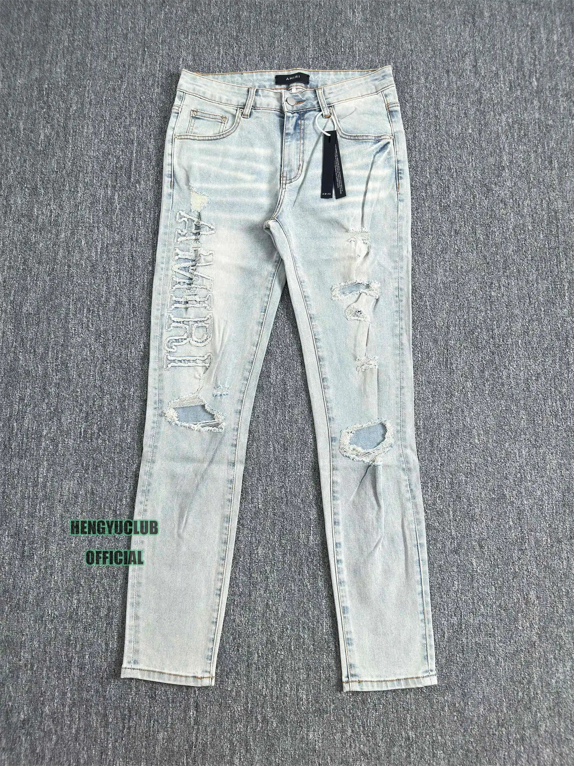Amiri Distressed Skinny Jeans Embroidered Logo