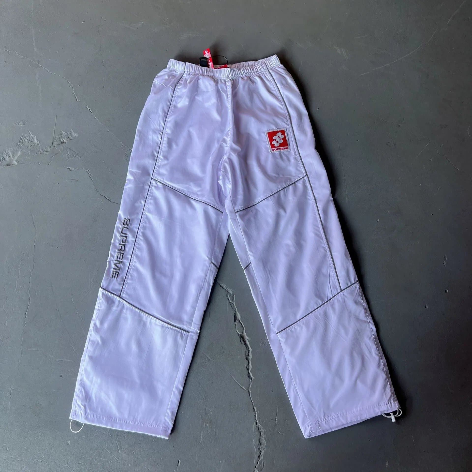 Supreme Track Pants White with Red Box Logo