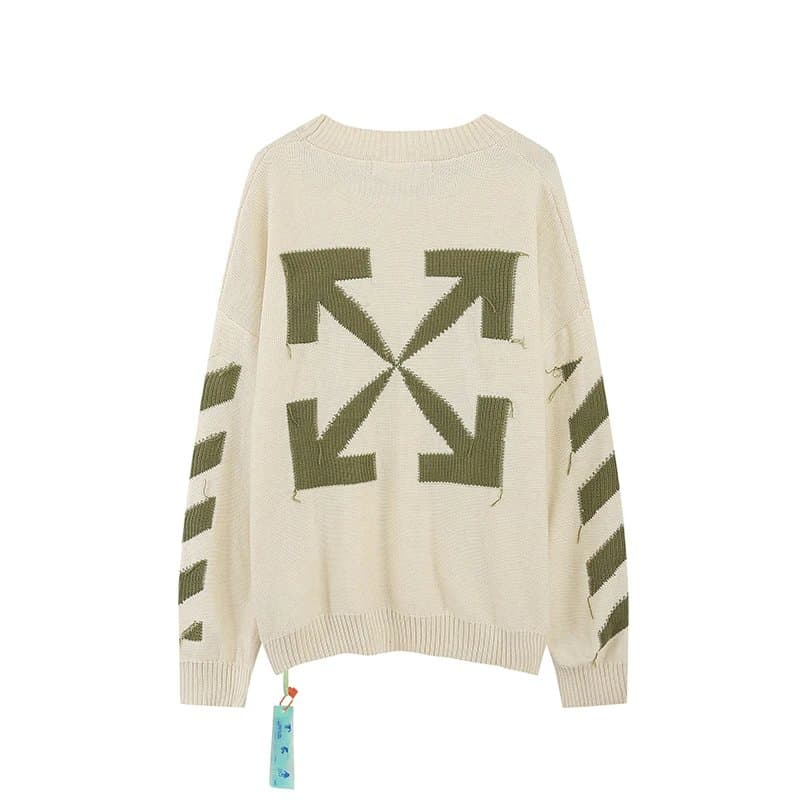 Off-White Arrow Knit Sweater Olive Arrows