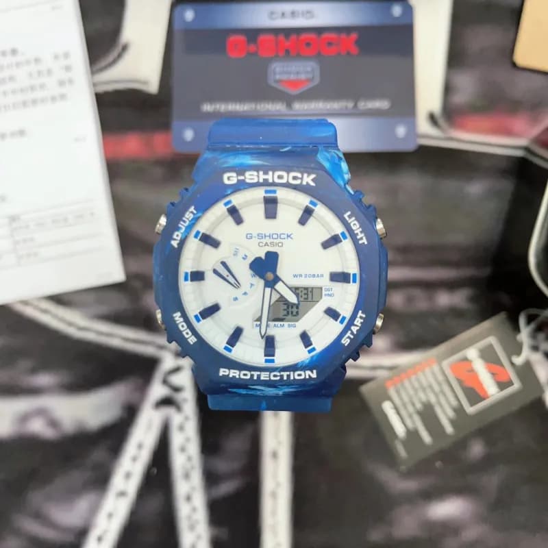 Casio G-Shock GA-2100 Resin Case with Blue Marble Accents