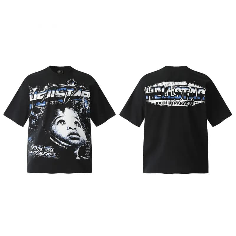 Graphic Tee Hellstar Face Print — H711黑色