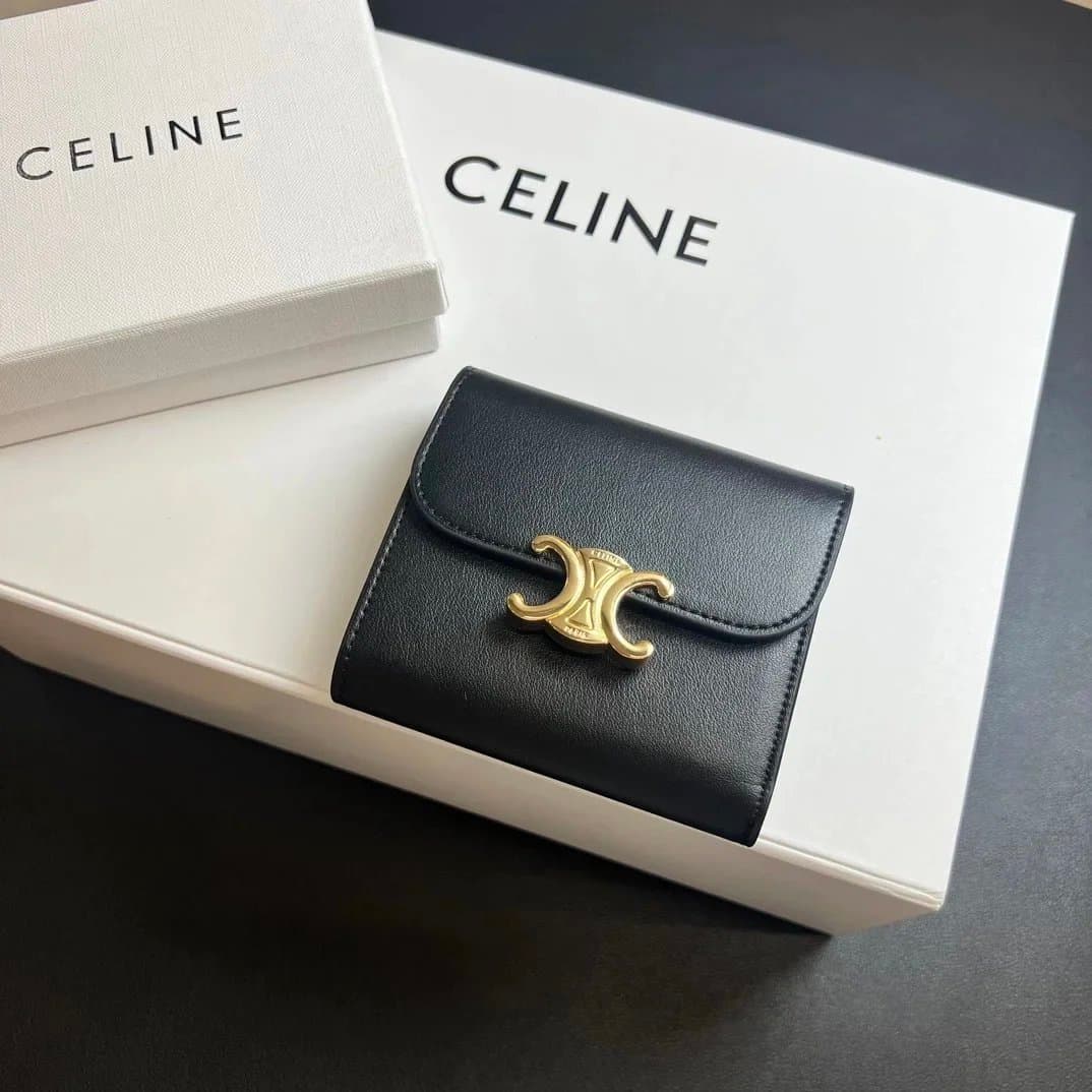 Celine Triomphe Mini Wallet Gold Hardware