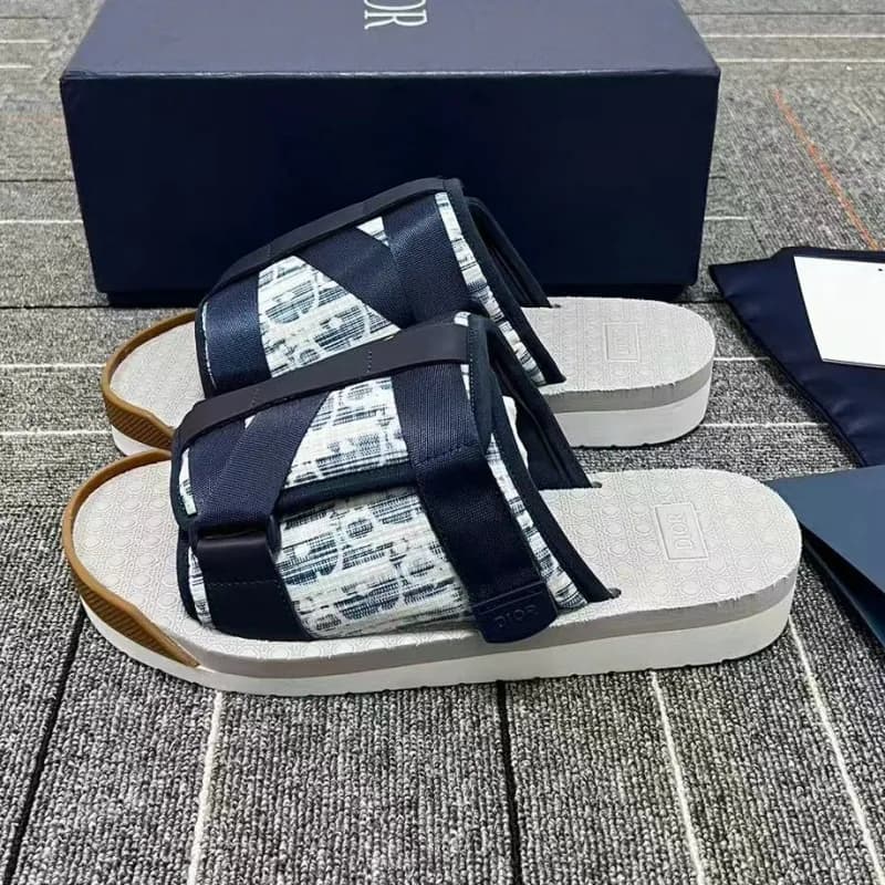 Dior B23 Slide Double Strap — 白蓝牛仔