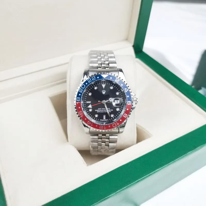 Rolex Submariner Two-Tone — 四针可乐圈 五珠银色表带 红蓝圈黑面