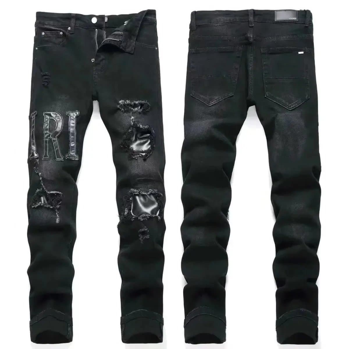 Amiri Distressed Patchwork Jeans Eagle & Logo Patch — 26