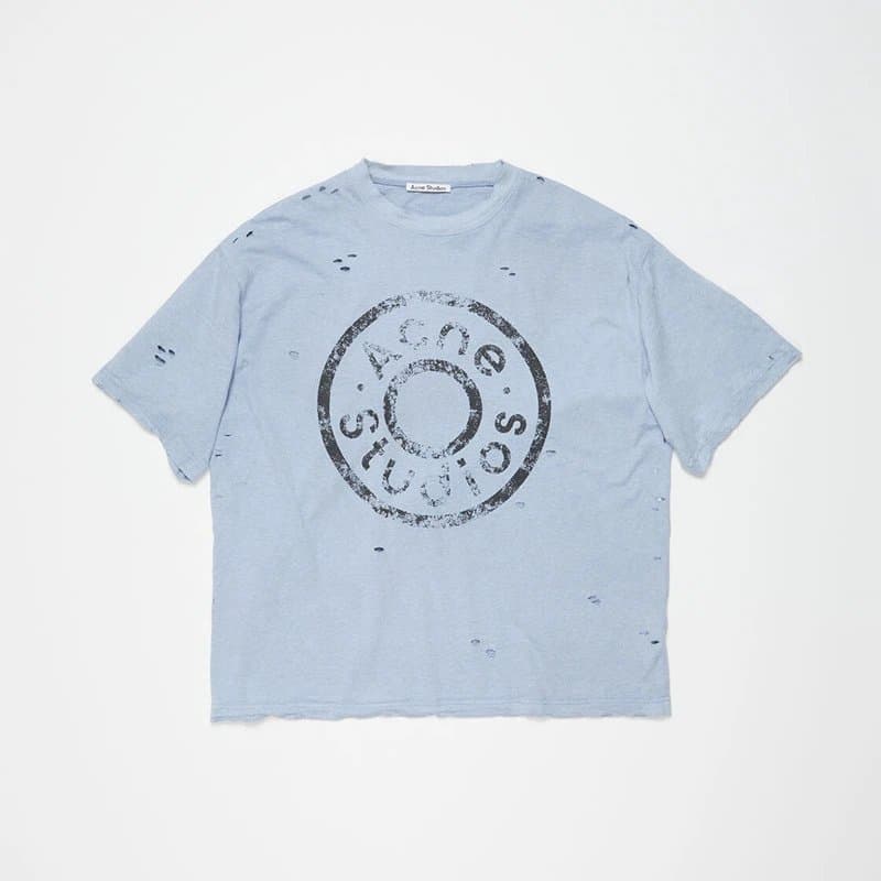 Acne Studios Stockholm 1996 Tee Pink Logo Print — 彩花蓝(AC908041)