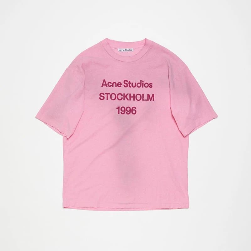 Acne Studios Stockholm 1996 Tee Pink Logo Print