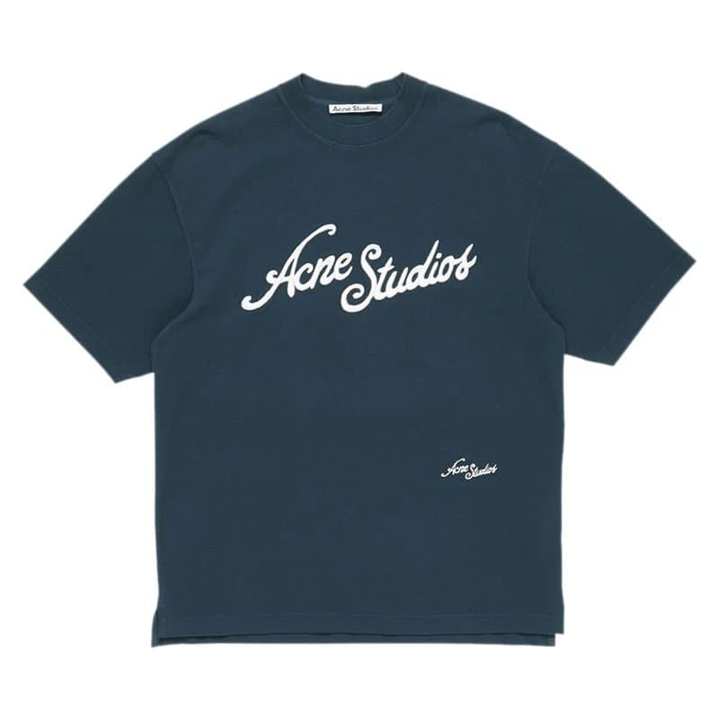 Acne Studios Stockholm 1996 Tee Pink Logo Print — 灰蓝色(AC908065)