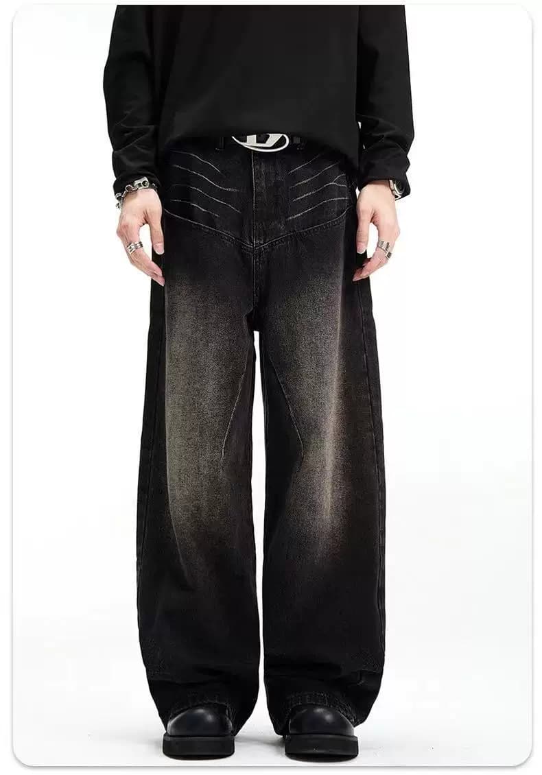 Levi's Wide-Leg Jeans Acid Wash Gradient — Black Grey 1