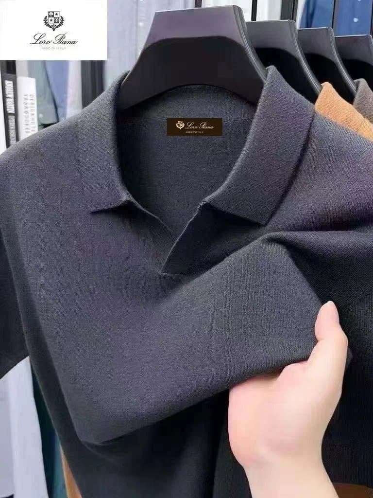 Loro Piana Polo Shirt Solid Knit — 01:Steel gray