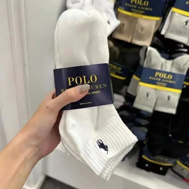 Polo Ralph Lauren Classic Sport Socks 6-Pack Half Cushioned — 六双 · 白色中筒袜