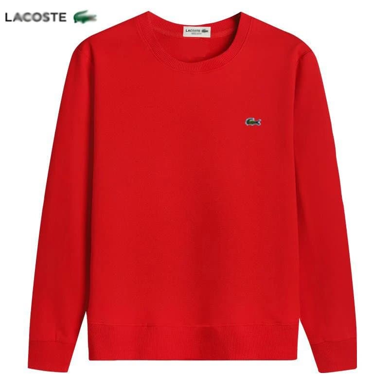 Lacoste Quarter-Zip Sweatshirt Heather Grey — 棉圆领红色鱼
