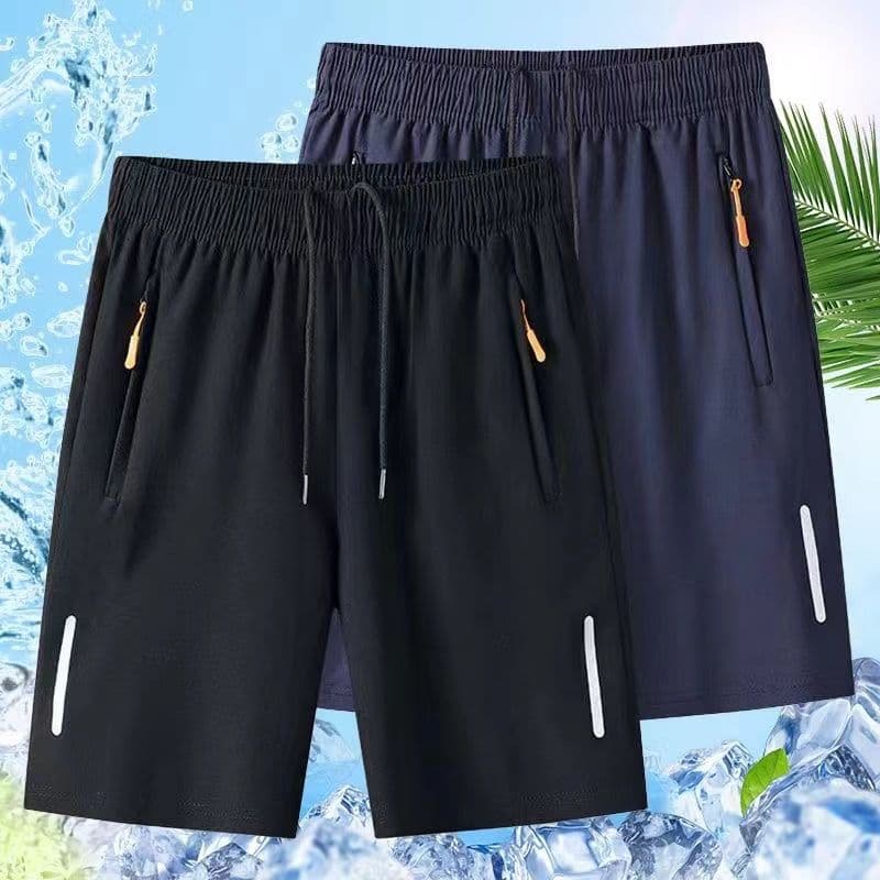 Athletic Shorts Reflective Zip Pocket — XY965【黑色+蓝色】5分裤