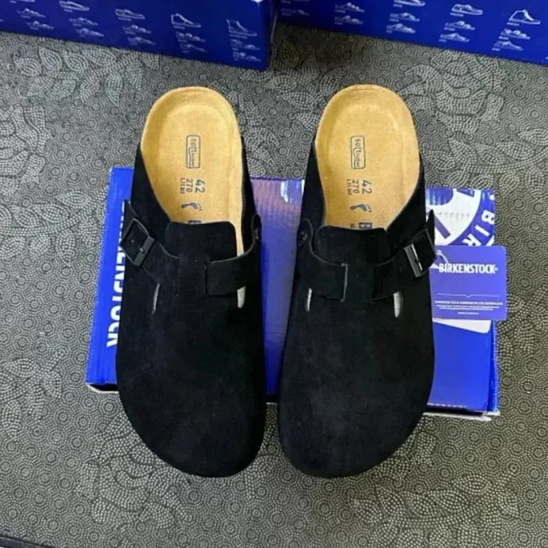 Birkenstock Boston Clog Olive Suede — 黑色Black