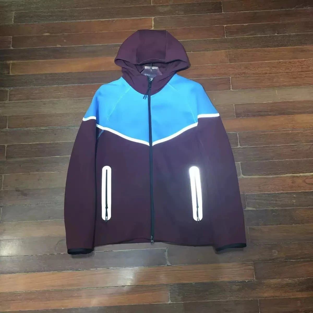 Nike Tech Fleece Hooded Jacket Reflective Stripe — 蓝拼红外套