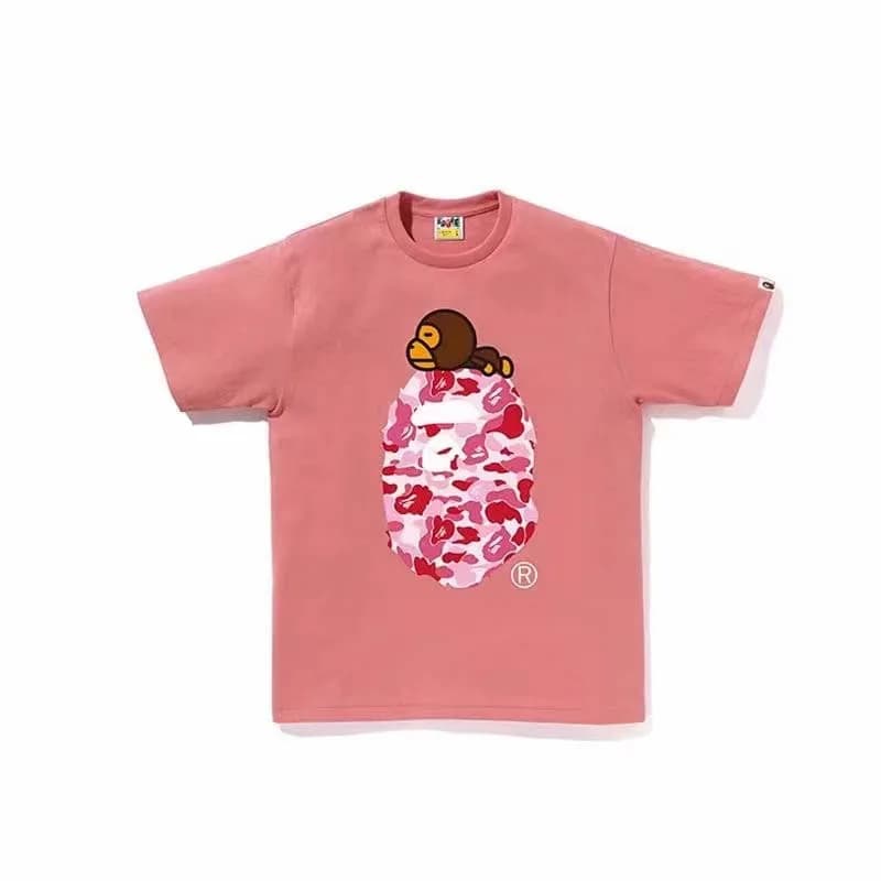 BAPE Short-Sleeve Tee Ape Head Logo — 714粉色