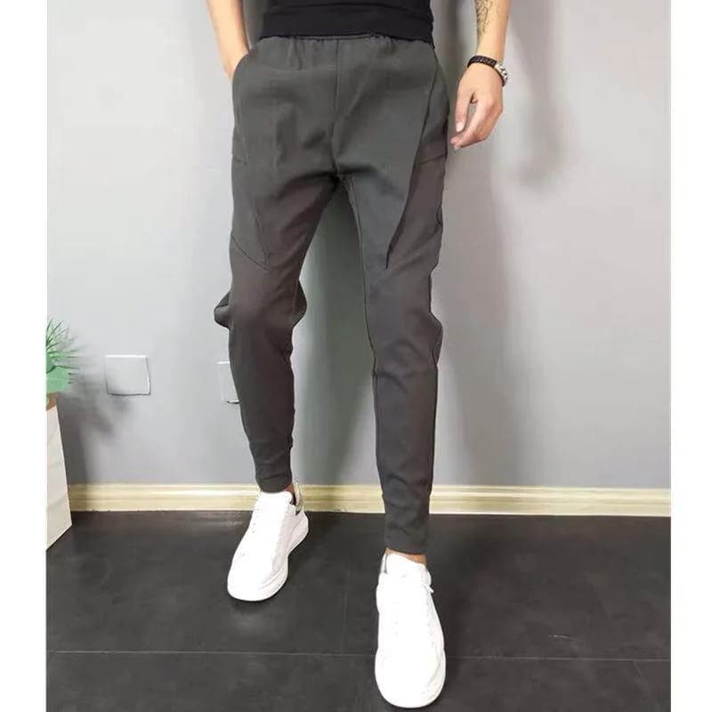 Drawstring Waist Trousers Light Linen Blend — 2038灰色