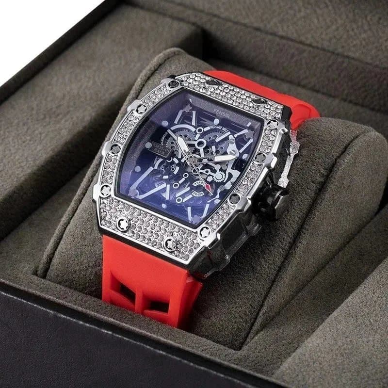 Richard Mille Square Skeleton Watch Crystal-Encrusted — 09