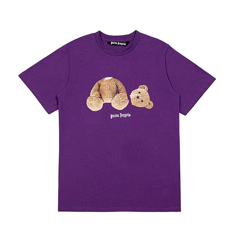 Palm Angels Graphic Tee Bear Flag Print — 667 purple