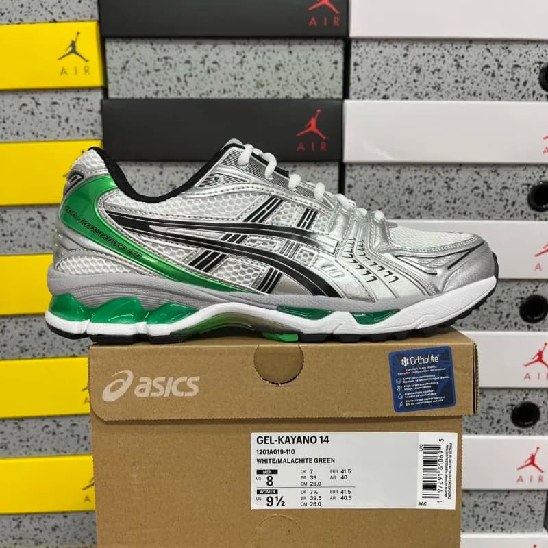 Asics GEL-KAYANO 14 White/Black — 银黑绿 1201A019-110