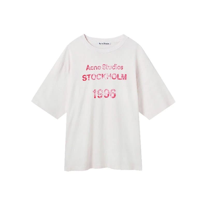Acne Studios Logo T-Shirt Embroidered Logo — 白色粉字(AC908046)