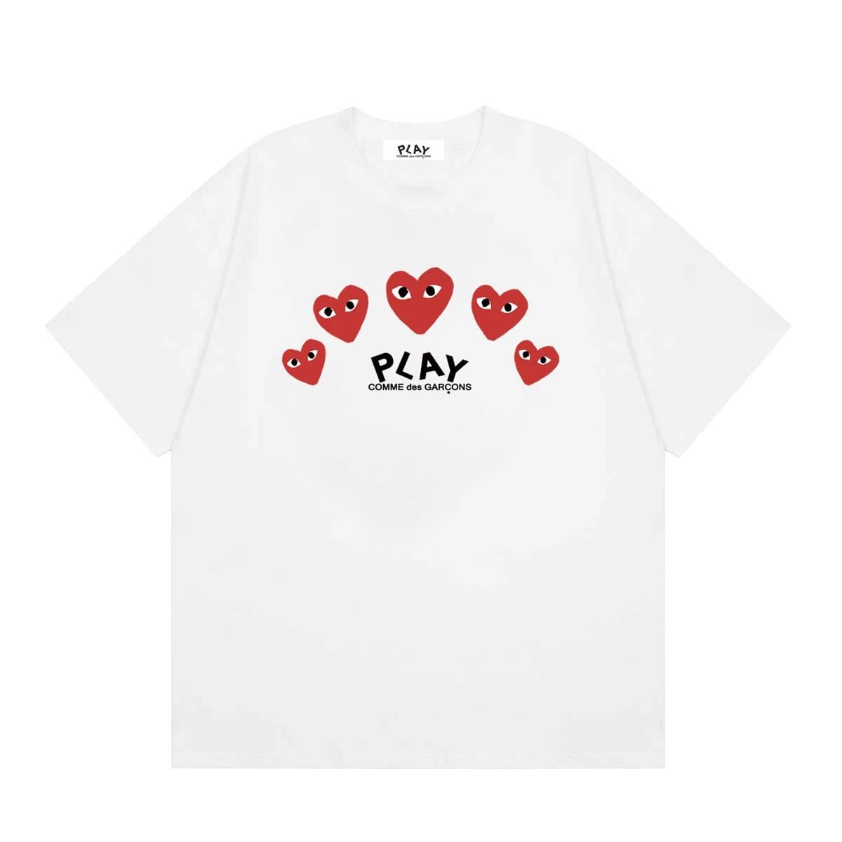 Comme des Garçons Heart Tee Red Heart — 白色多红心