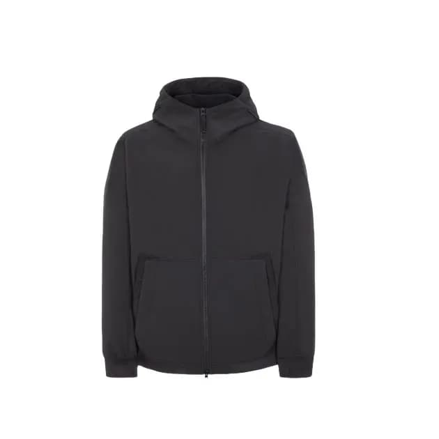 Stone Island Hooded Zip-Up Jacket Solid Black