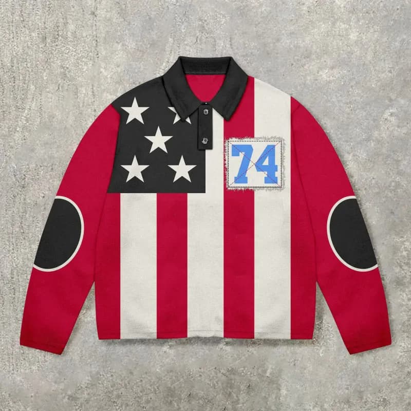 Rugby Shirt Striped Polo with Patches — JZPOLOS5-1