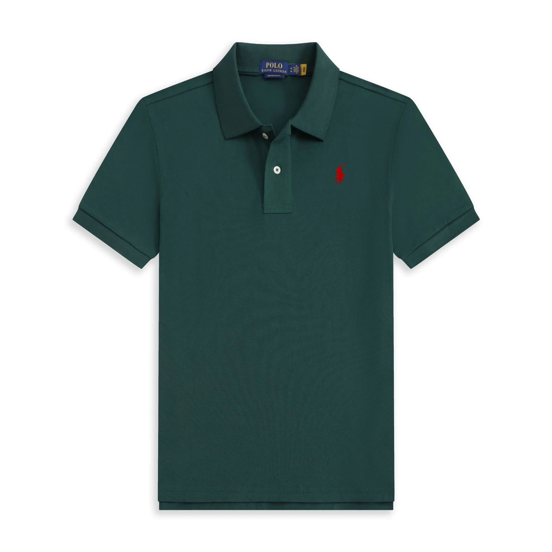 Polo Ralph Lauren Polo Shirt Custom Slim Fit — 墨绿-红标