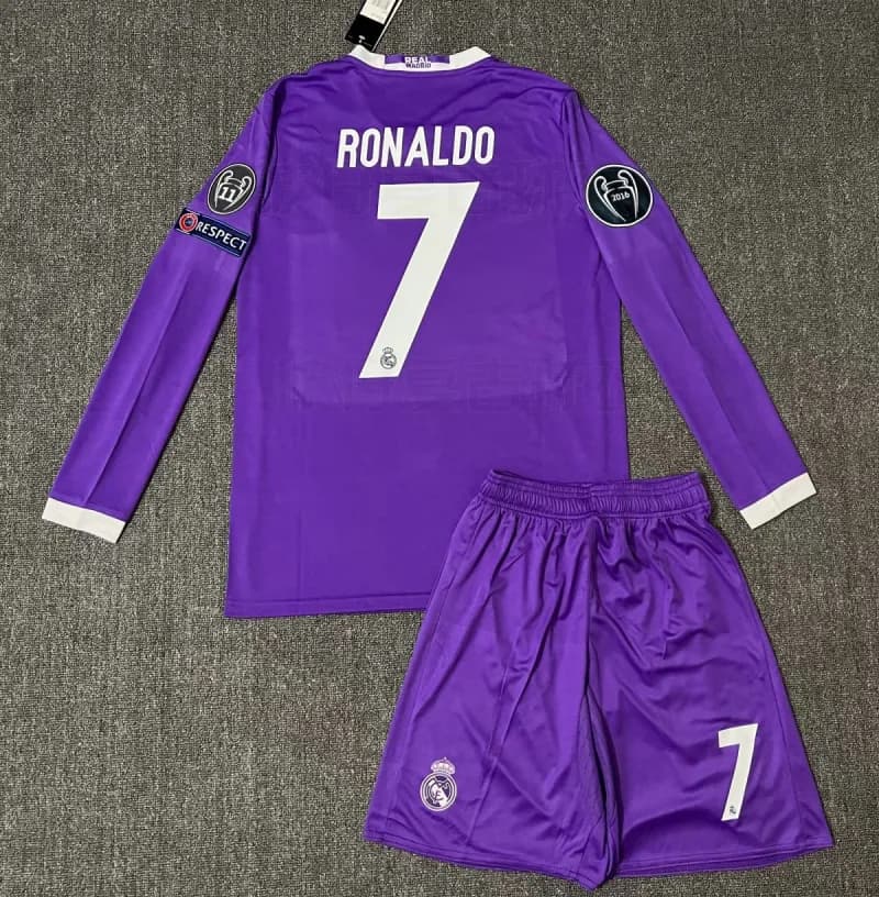 Adidas Home Kit Ronaldo #7 — 长袖套装+7号C罗+臂章