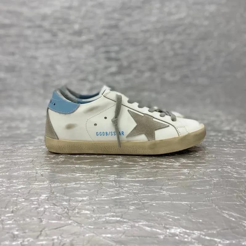 Golden Goose Superstar Distressed White with Blue Heel Tab