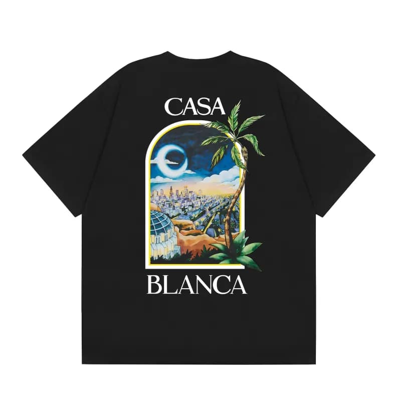 Graphic Tee Casa Blanca Logo Print — c116黑
