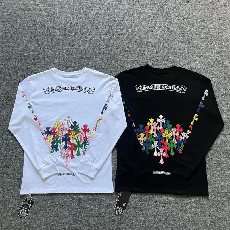 Raglan Long Sleeve Tee Chrome Hearts Crest — K8015 black