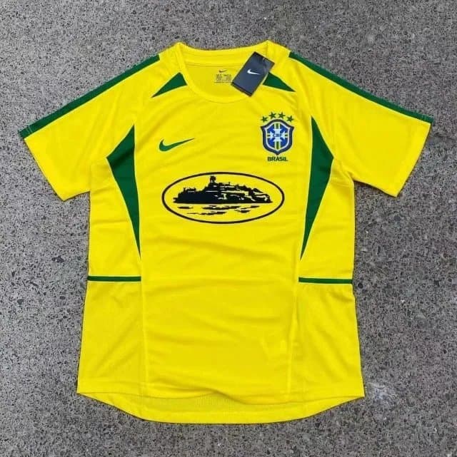 Brazil Away Jersey Corteiz Script — 黄色巴西恶魔岛刻
