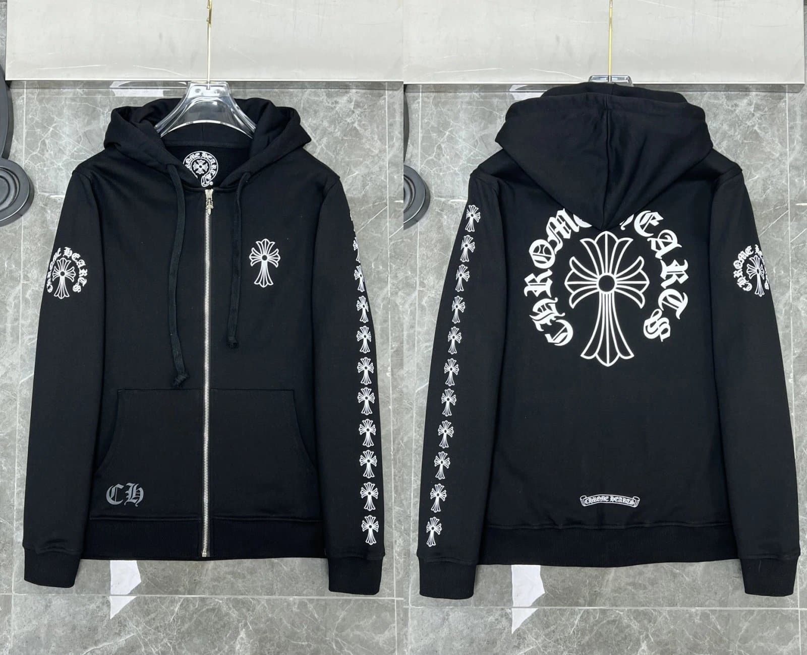 Chrome Hearts Zip-Up Hoodie Multi-Logo Print — 13