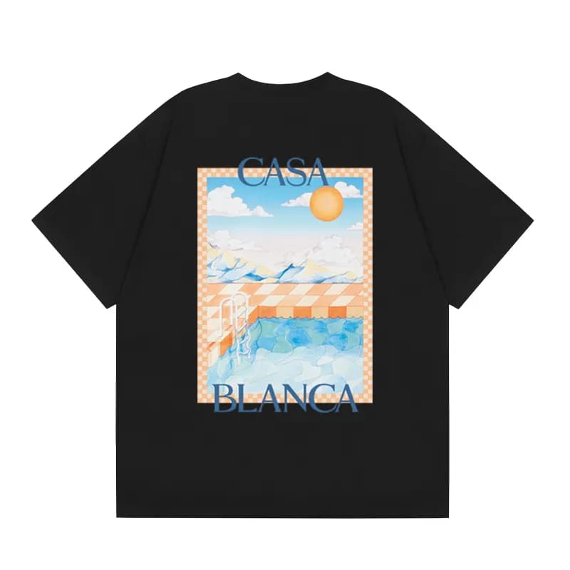 Graphic Tee Casa Blanca Logo Print — c118黑