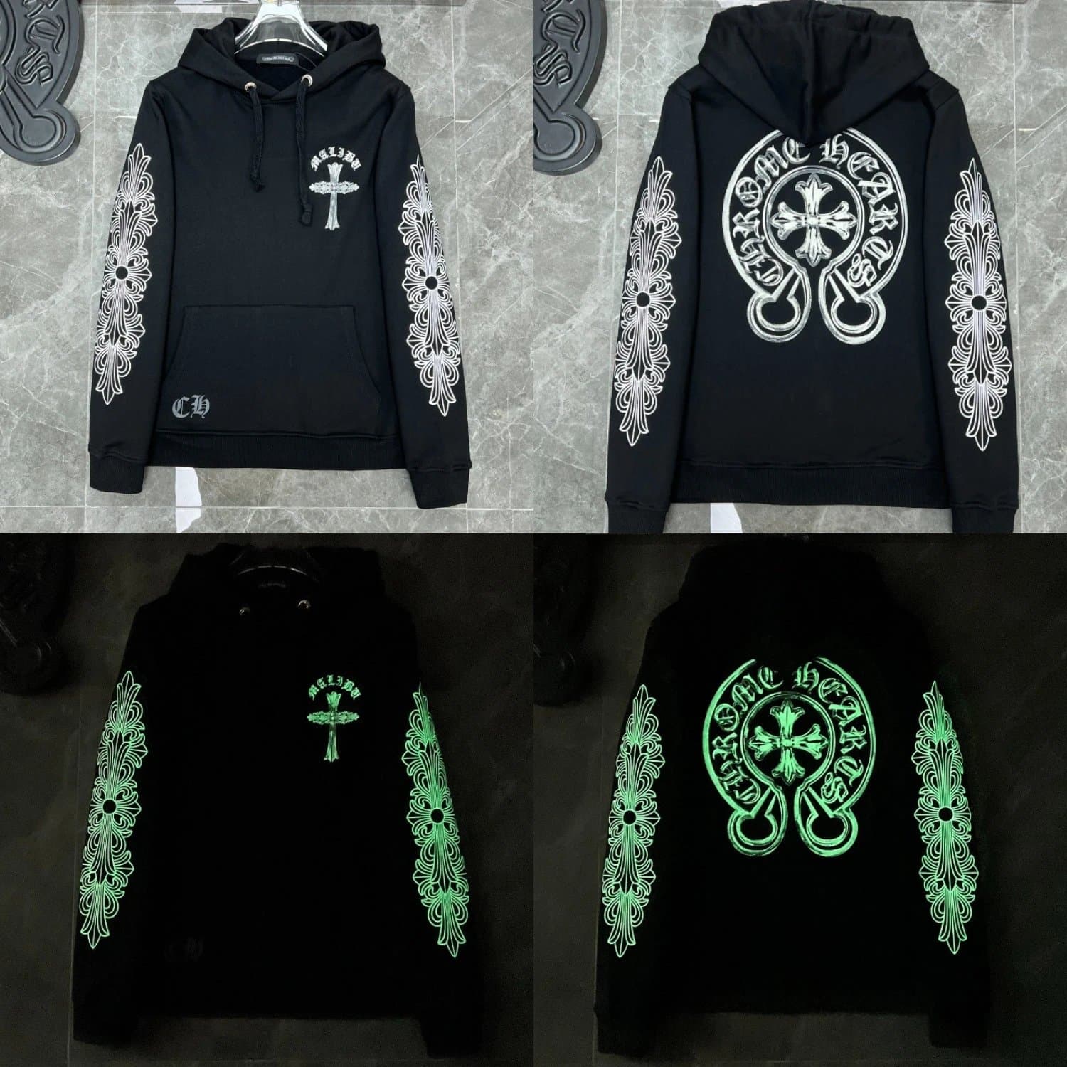 Chrome Hearts Zip-Up Hoodie Multi-Logo Print — 5030