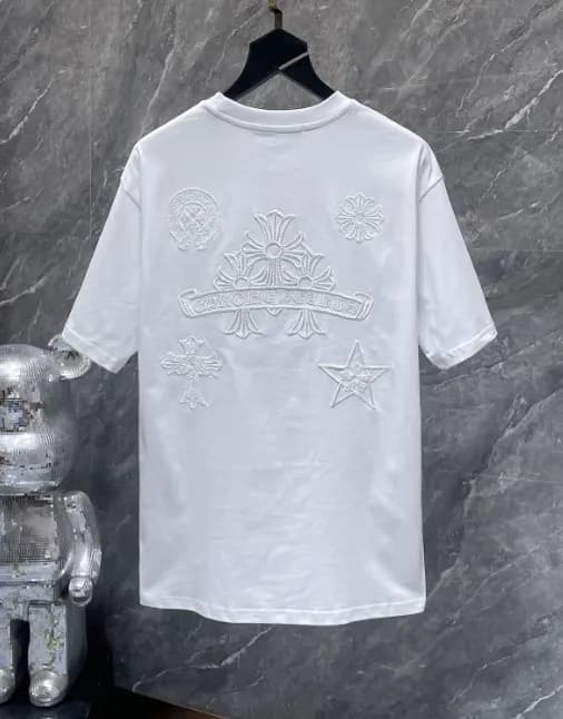 Chrome Hearts Graphic Tee Cross & Chain Print — 8972 white