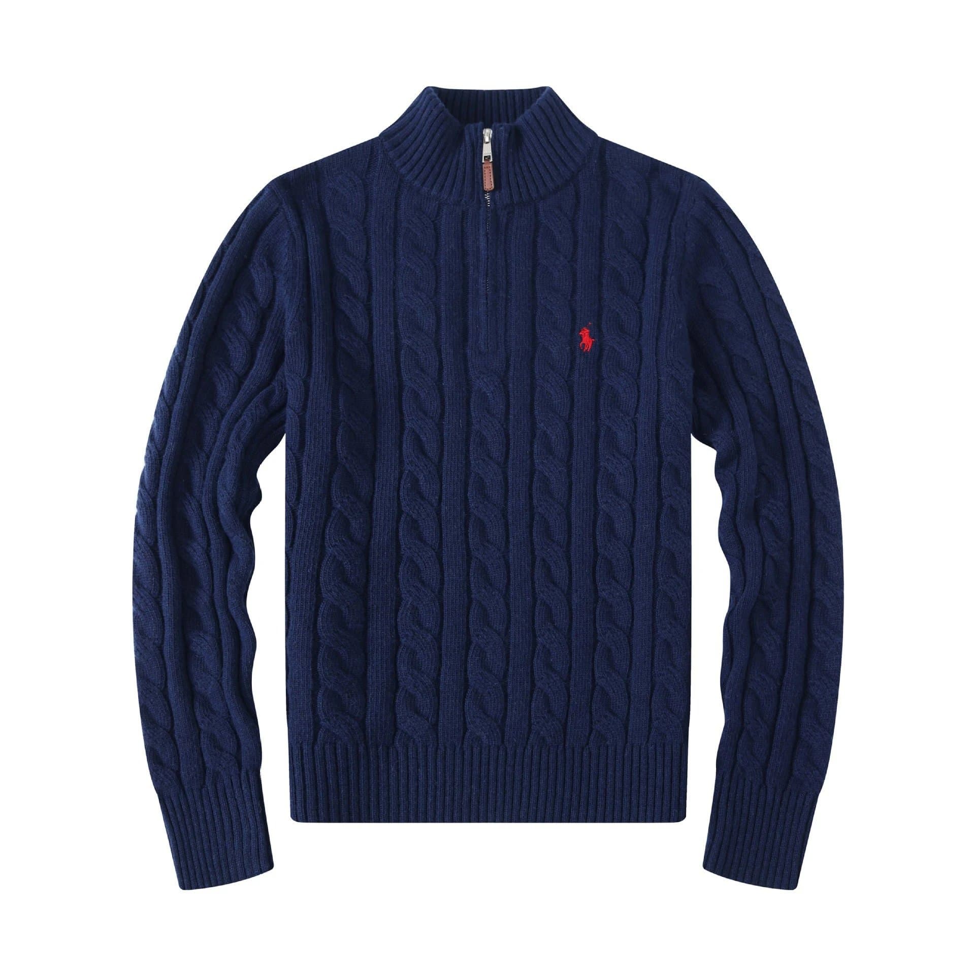Polo Ralph Lauren Cable Knit Sweater Lilac — 半拉链宝蓝色