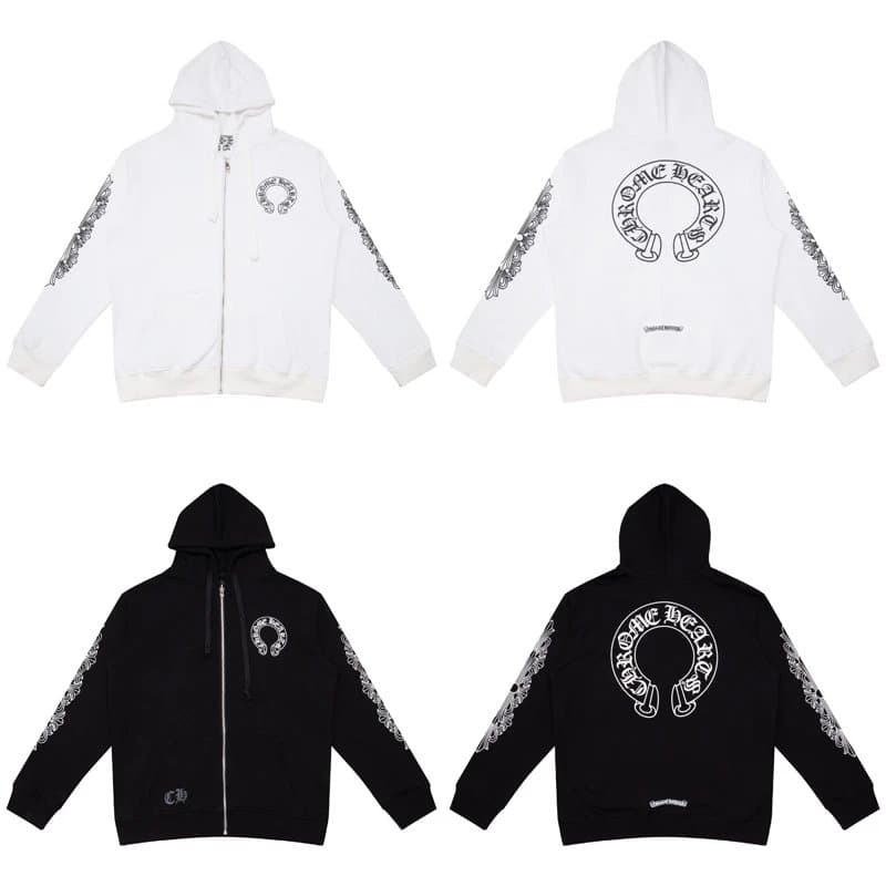 Chrome Hearts Zip-Up Hoodie Cross Logo Print — 2 黑色