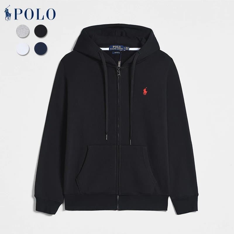 Polo Ralph Lauren Zip-Up Hoodie Classic Fit — 拉链款黑色红标