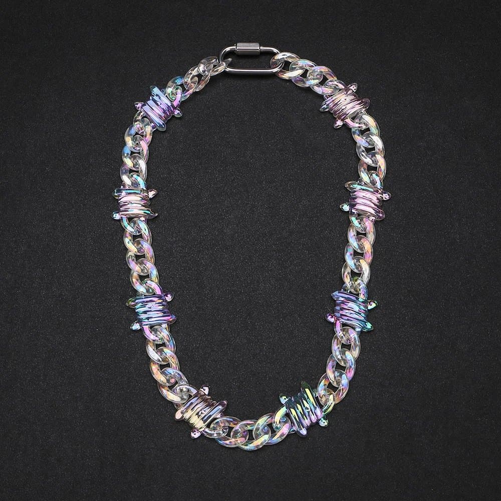Chrome Hearts Barbed Wire Chain Necklace Iridescent Clear