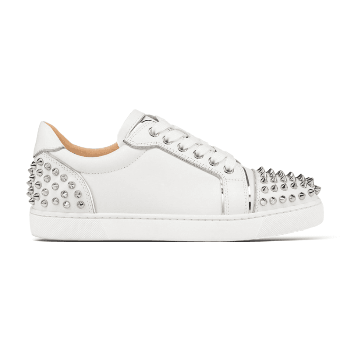 Christian Louboutin Louis Junior Spikes White with Silver Studs