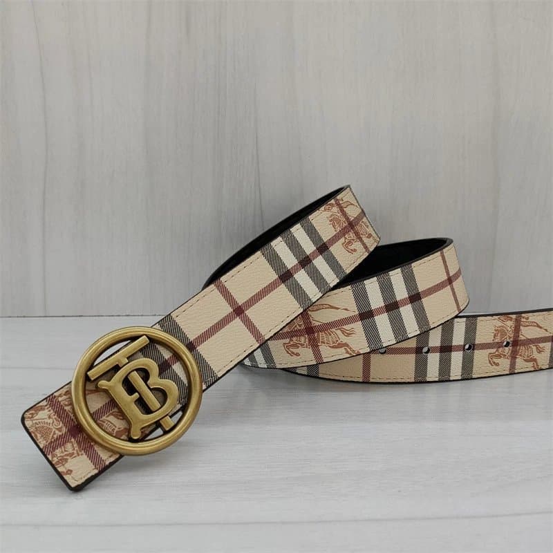 Burberry TB Logo Belt Checkered — 圆TB杏花古铜