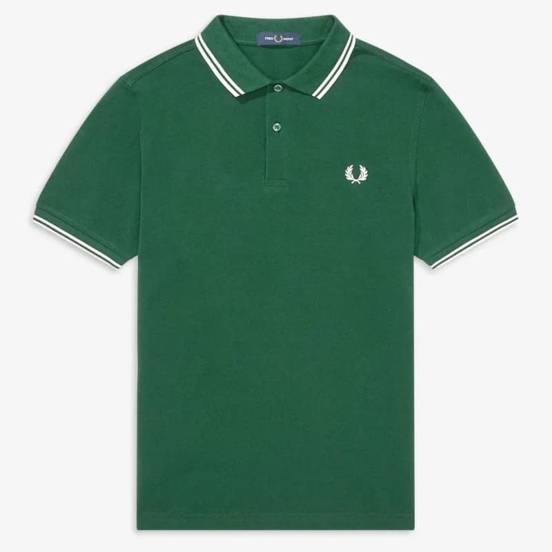 Polo Shirt Madder Green with Twin Tipped Collar and Cuffs