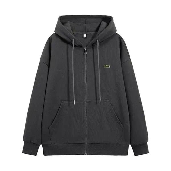 Lacoste Zip-Up Hoodie Heather Grey — 31.