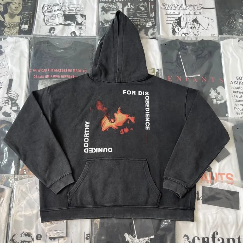 Gallery Dept. Zip-Up Hoodie Distressed Graphic Print — E32