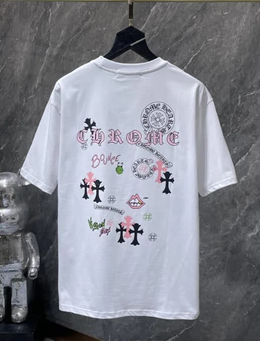 Chrome Hearts Graphic Tee Cross & Chain Print — 8955 white