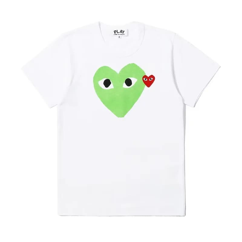 Comme des Garçons Heart T-Shirt Green Heart with Red Mini Heart